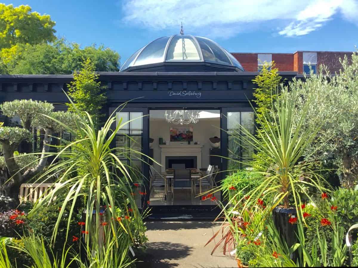 orangery showroom with fireplace