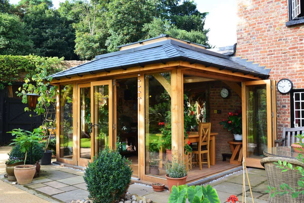 oak orangery bi-fold doors