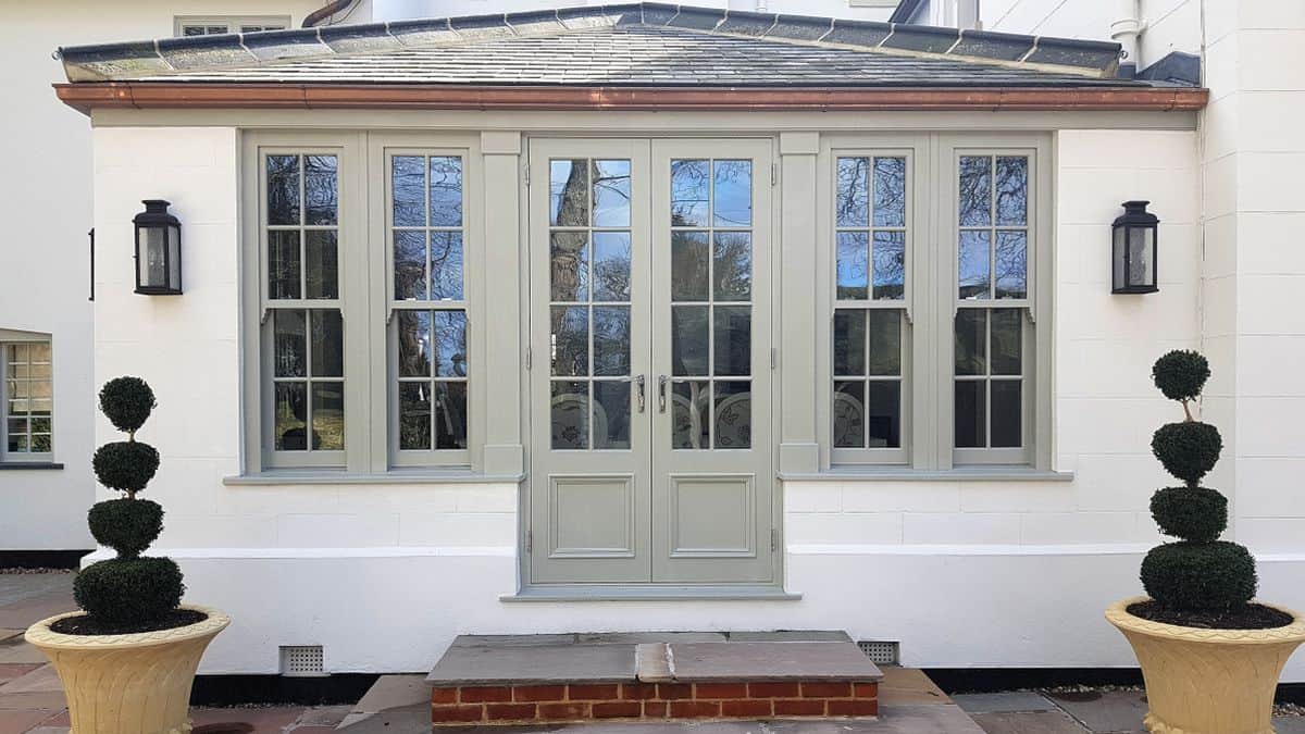 painted timber listed building garden room