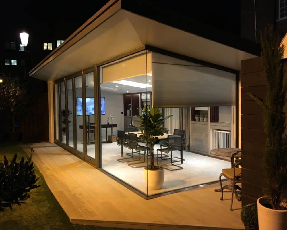 modern garden room evening