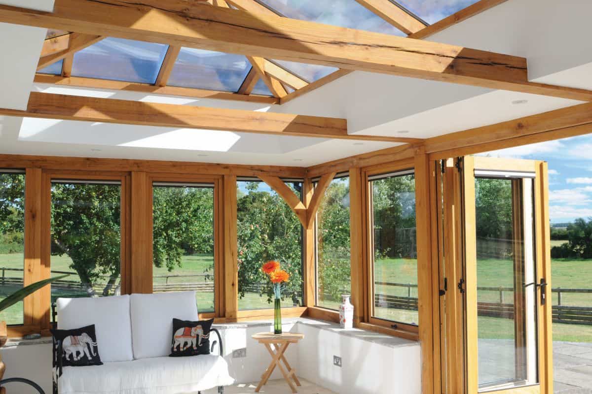 oak framed orangery interior