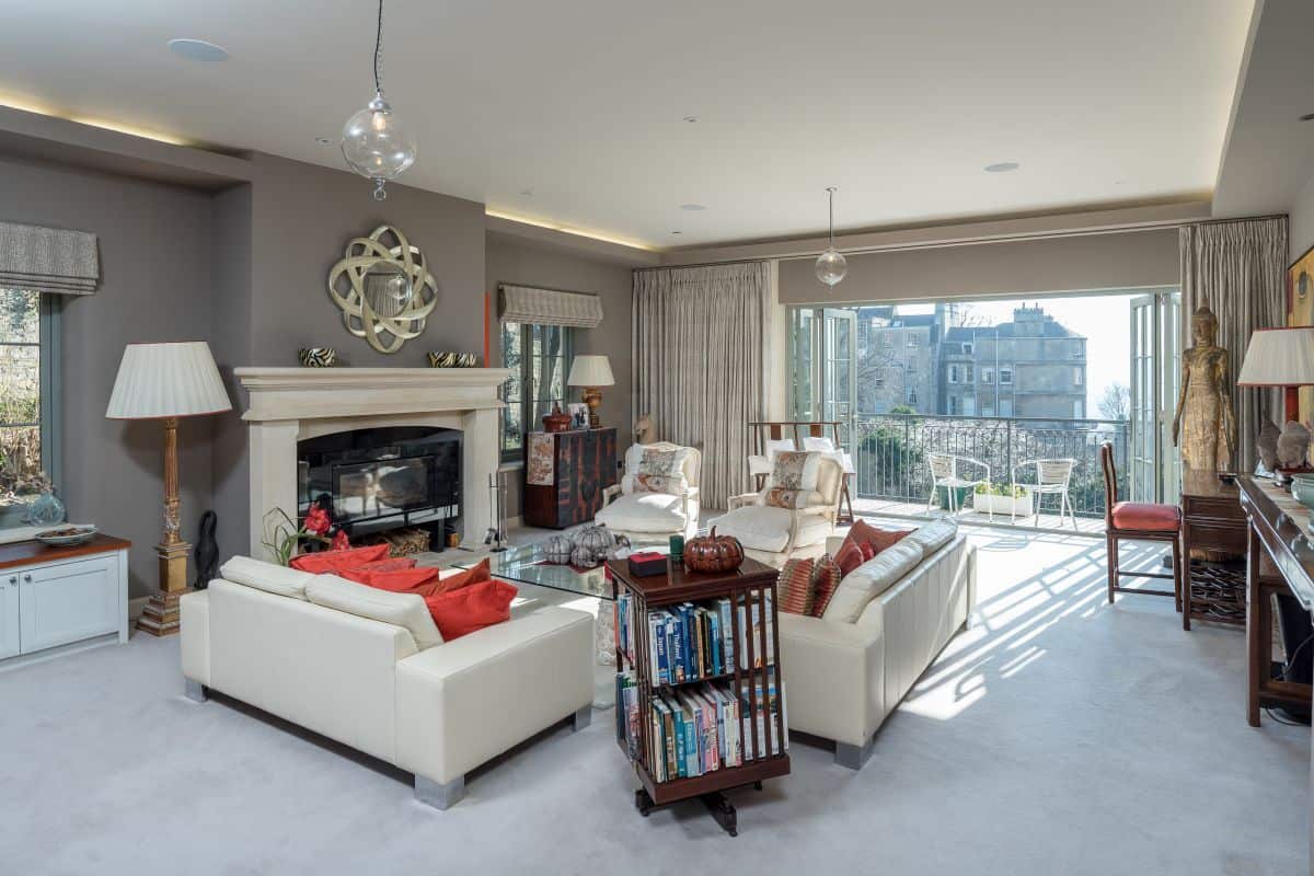 living room with bi-fold doors