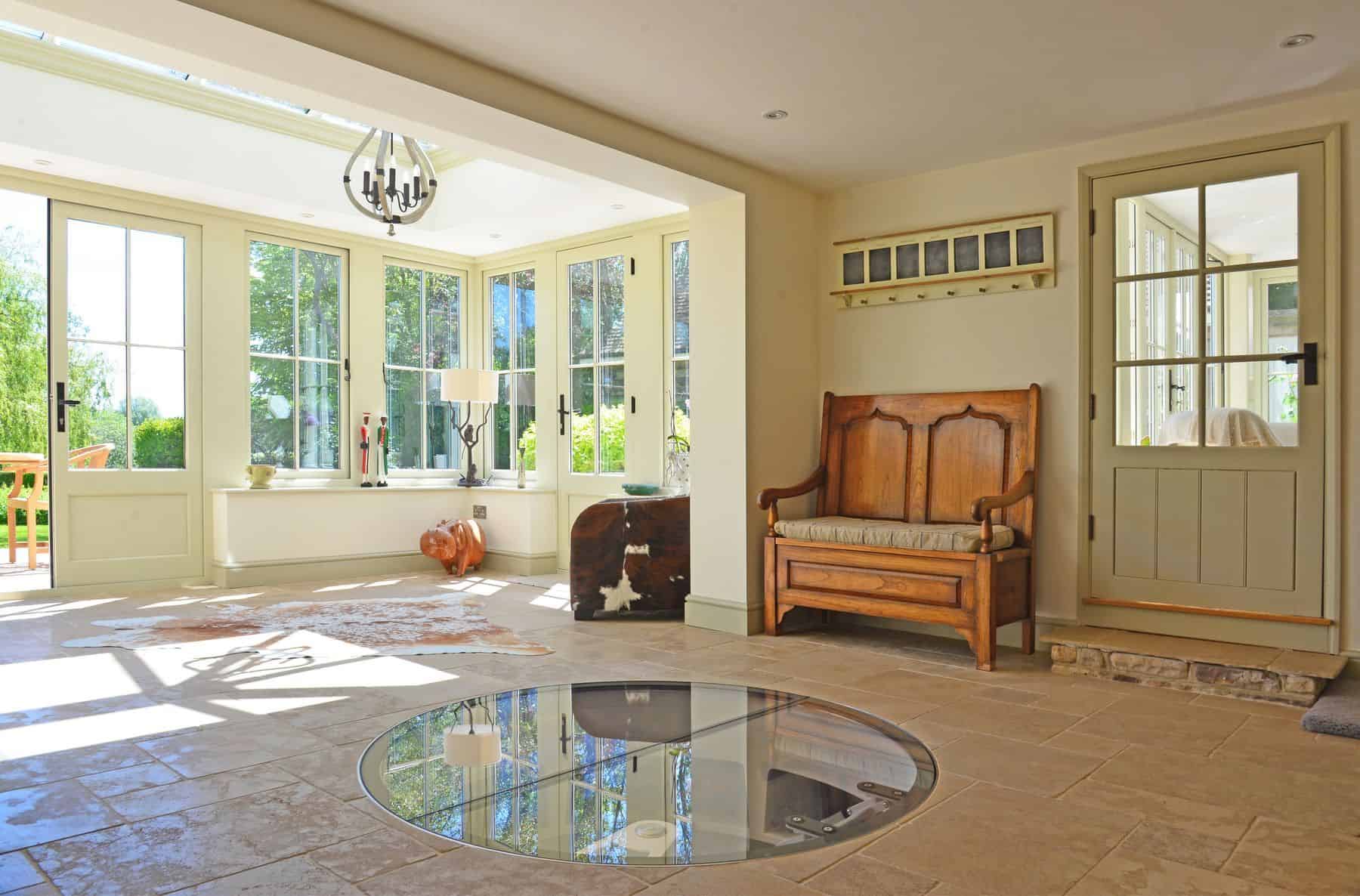 orangery kitchen with wine cellar