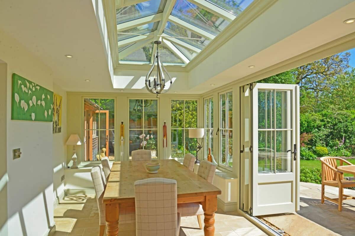 orangery dining room with bi-fold doors