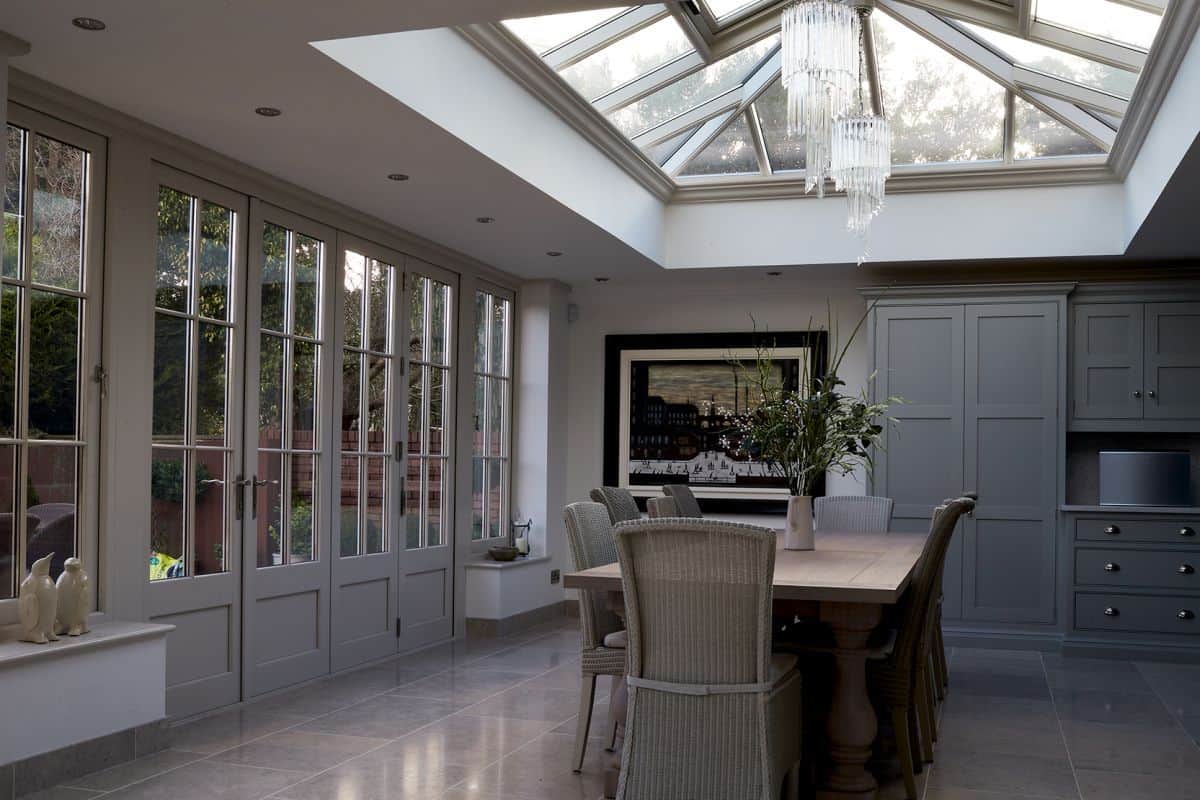 contemporary grey painted orangery