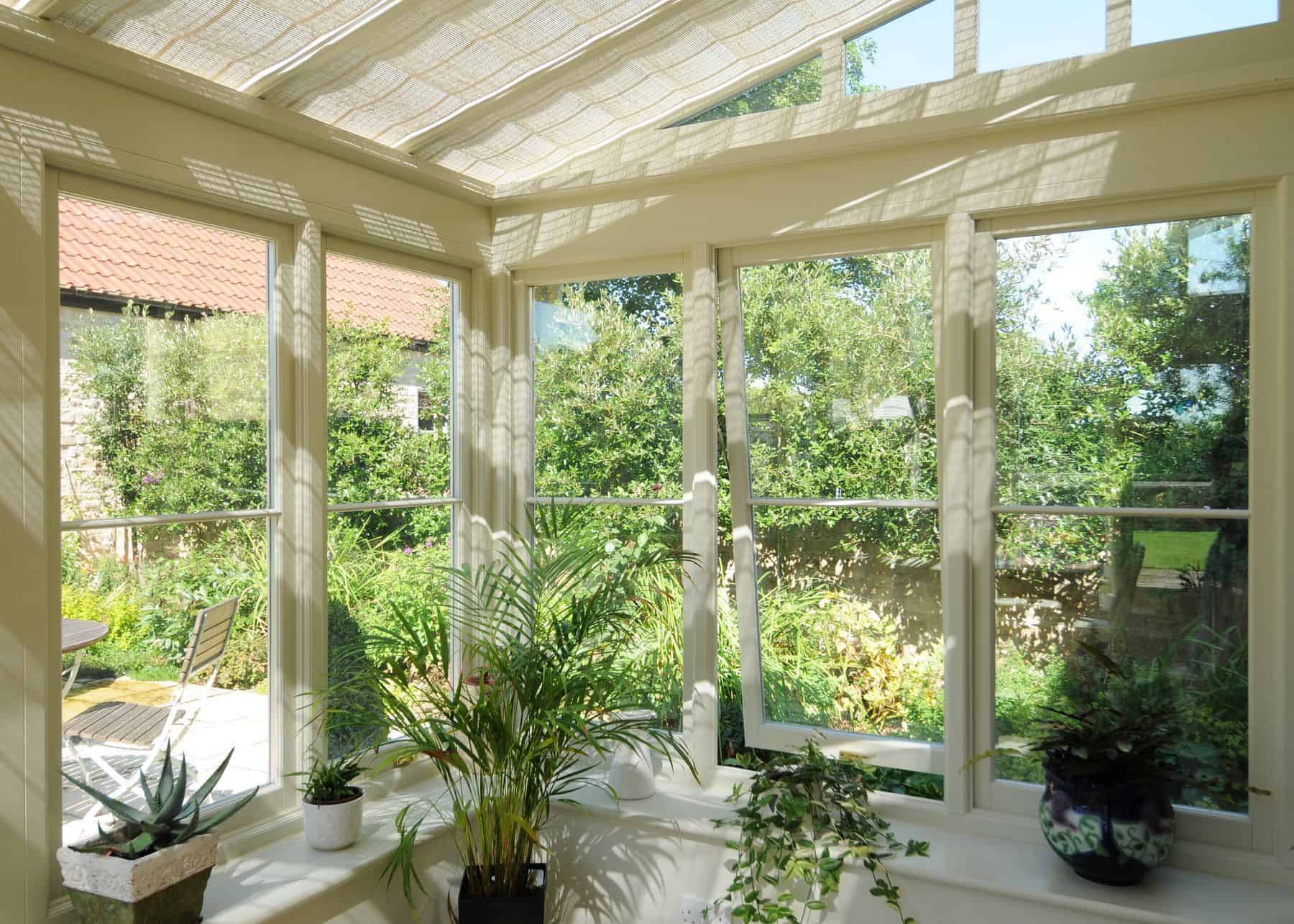 conservatory interior with blinds