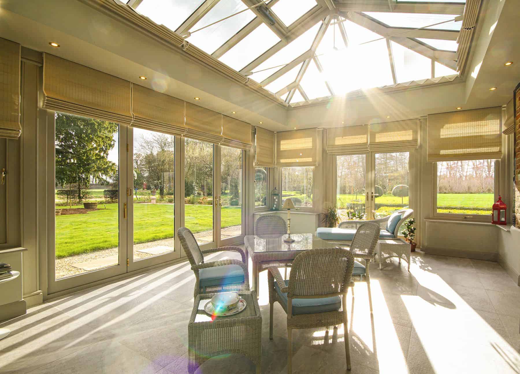 orangery interior with blinds