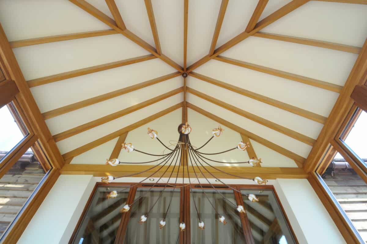 oak framed garden room ceiling