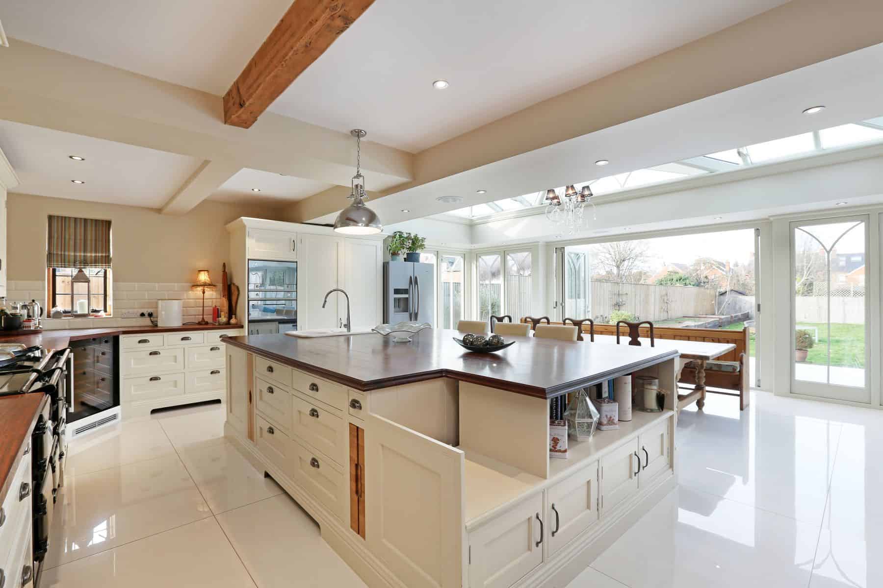 open plan orangery kitchen