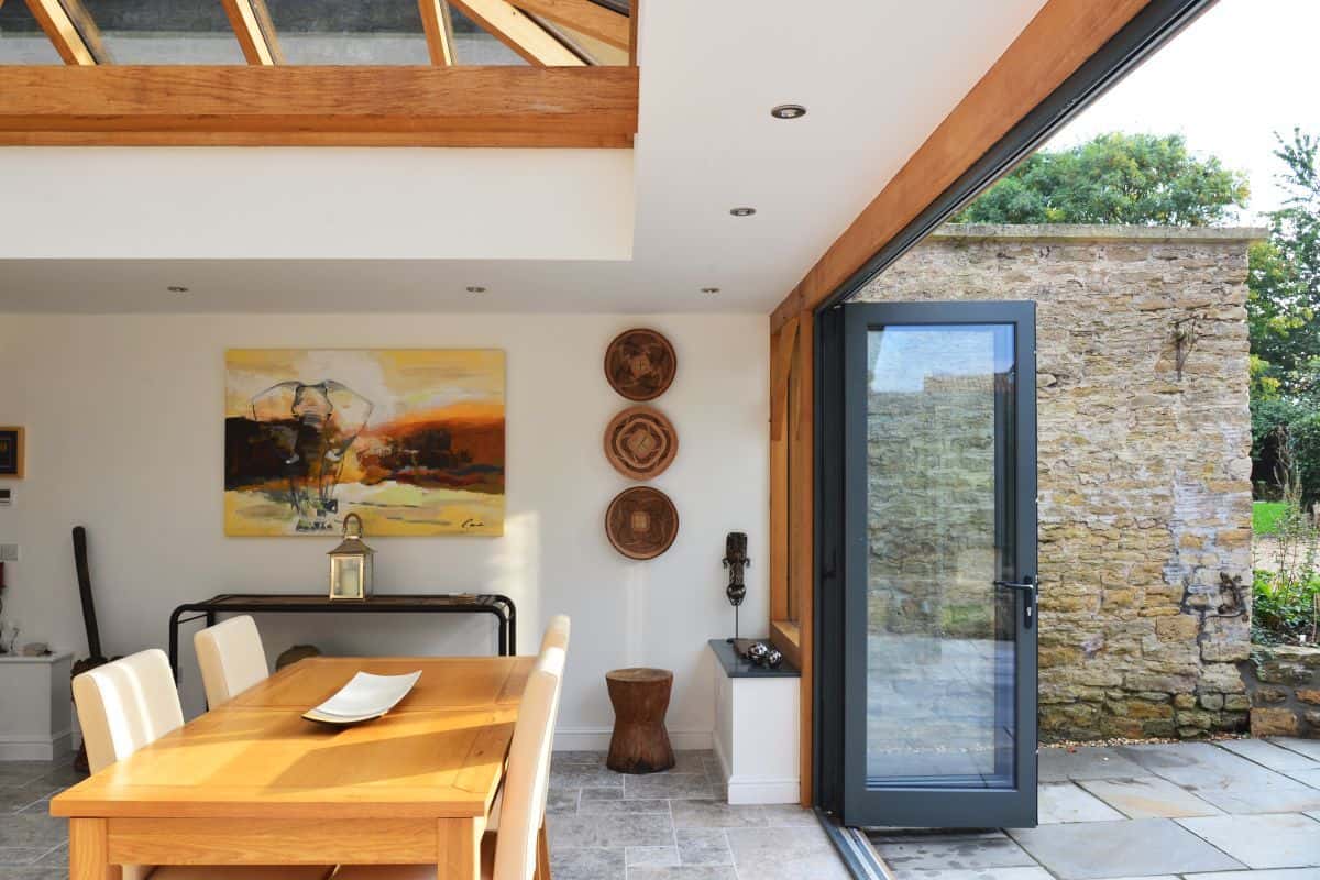 contemporary oak orangery bi-fold doors