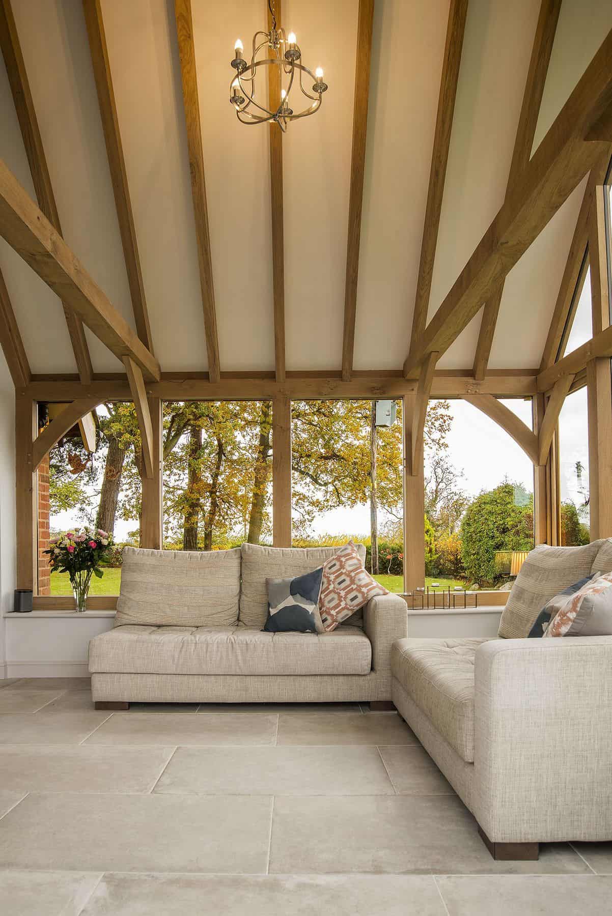 oak framed living room