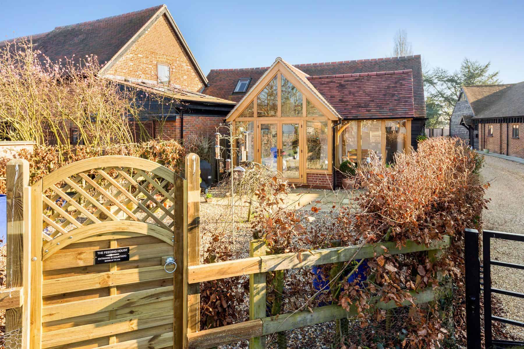 oak garden room with gable roof