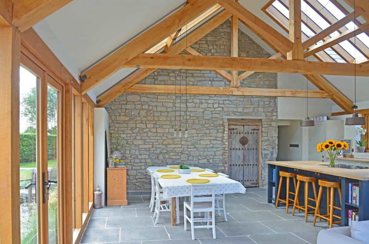 bespoke oak garden room interior