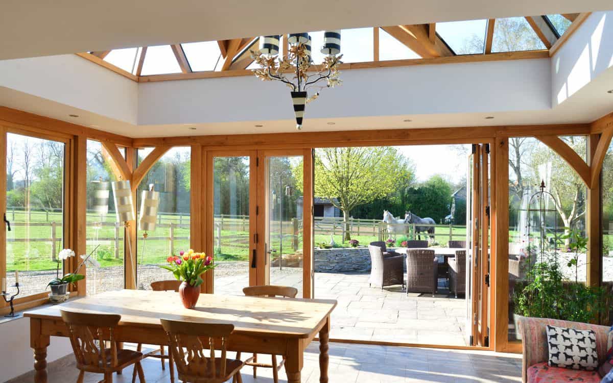 oak orangery with bi-fold doors