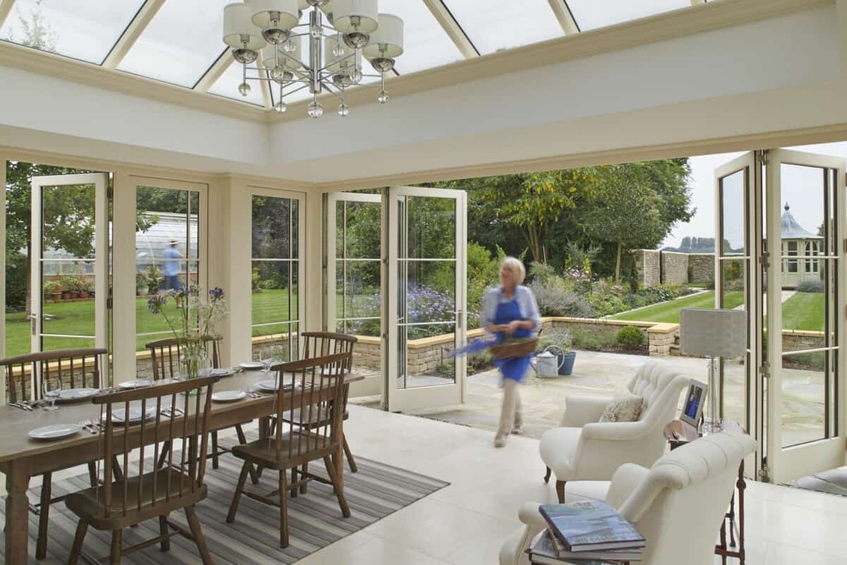 orangery with bi-fold doors interior