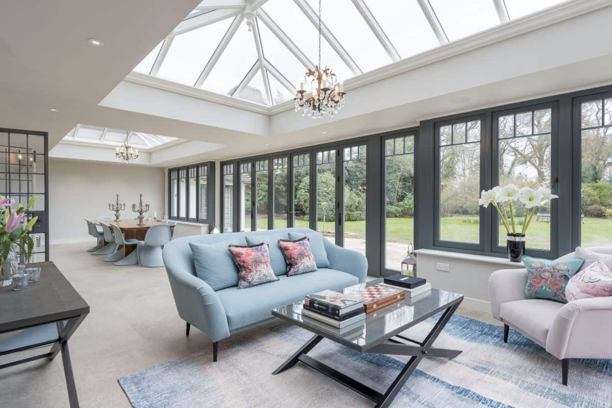 open plan orangery living room