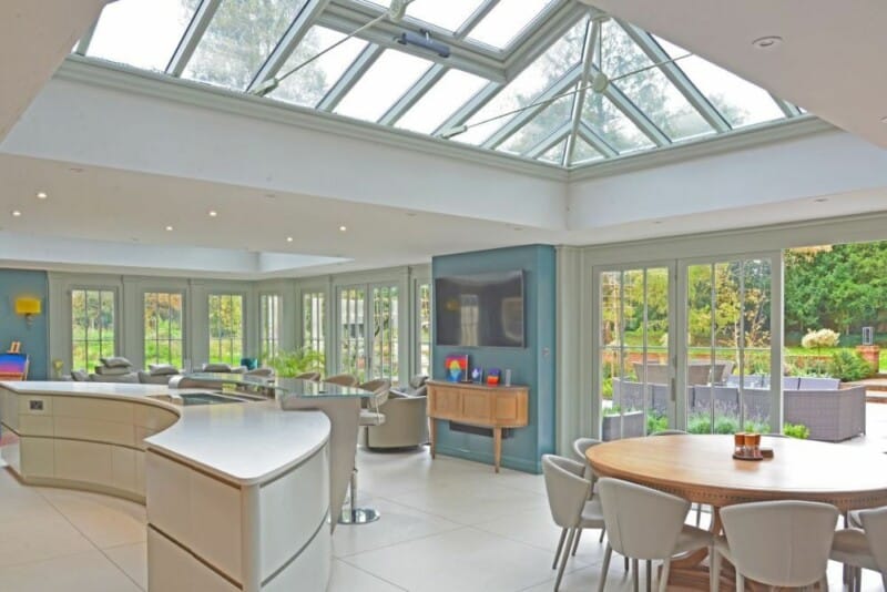 open plan orangery kitchen