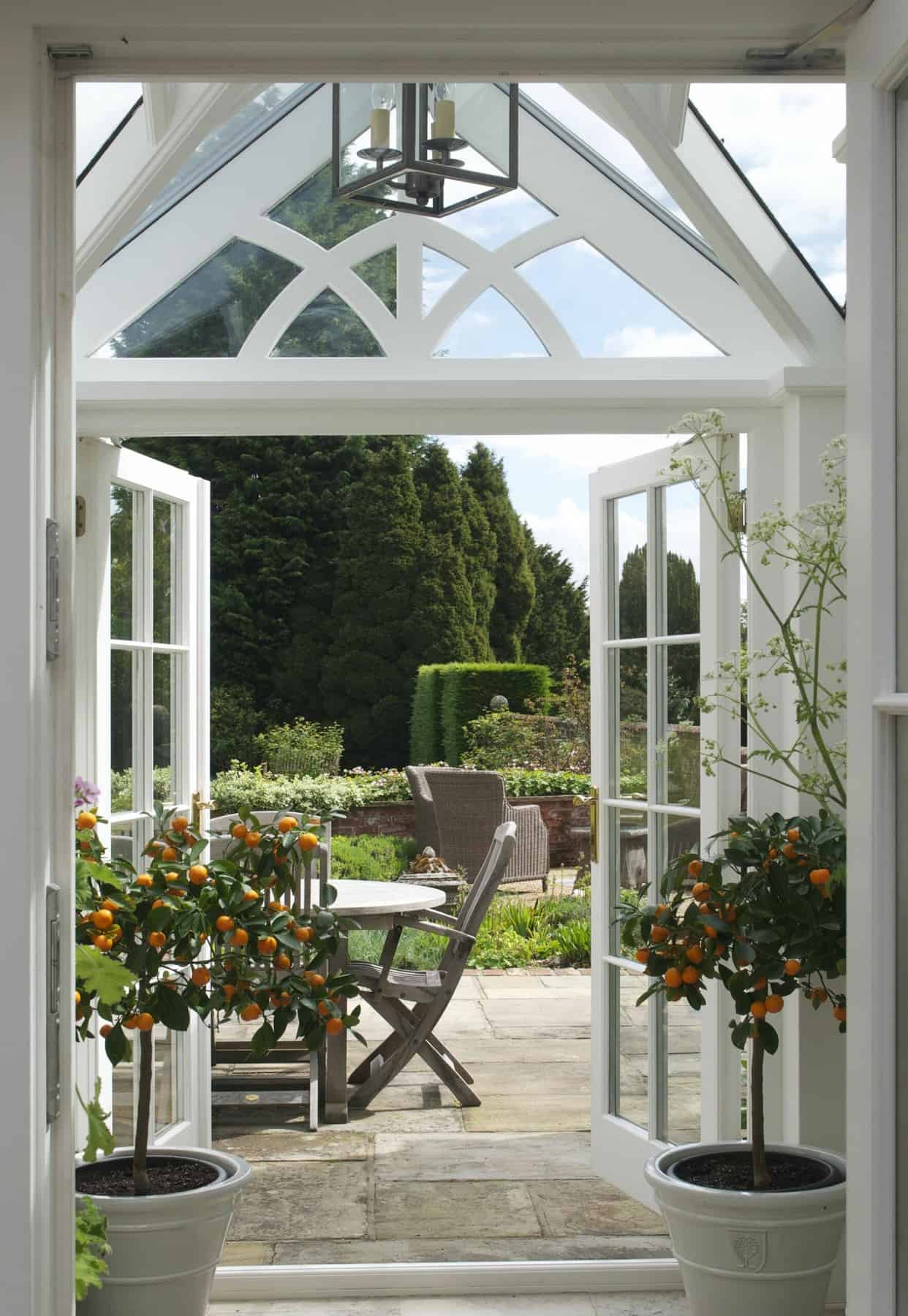 orangery interior with orange trees