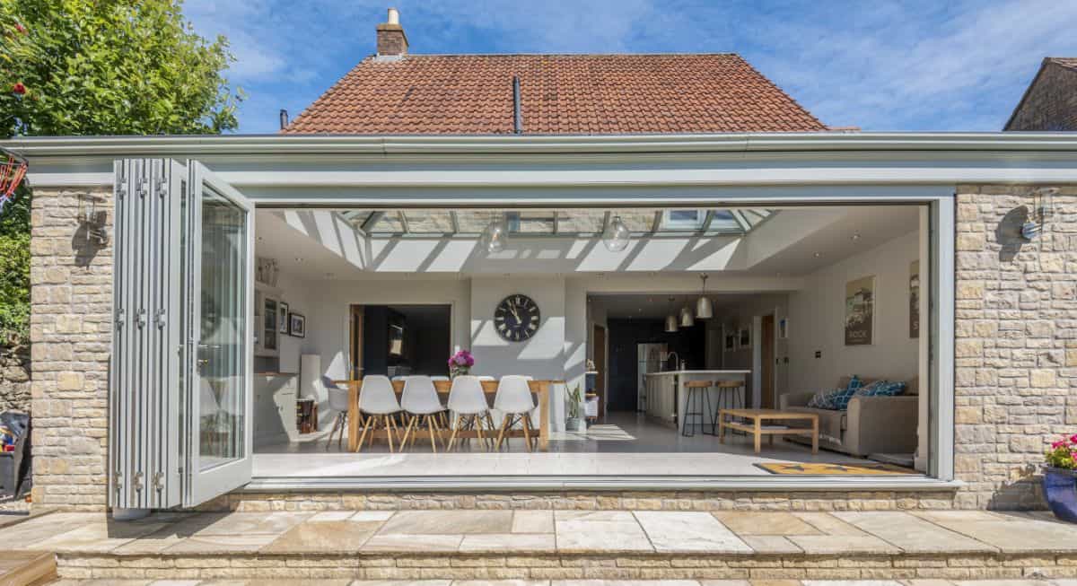 modern orangery with bi-fold doors