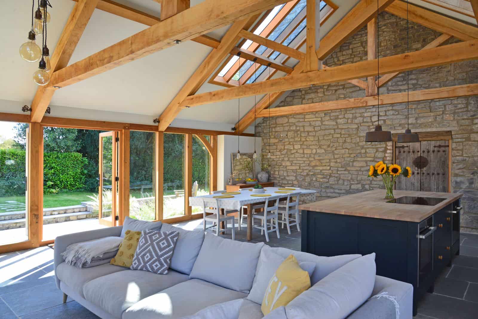 open plan oak framed extension