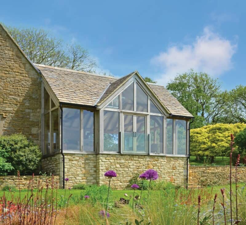 natural oak garden room with gable