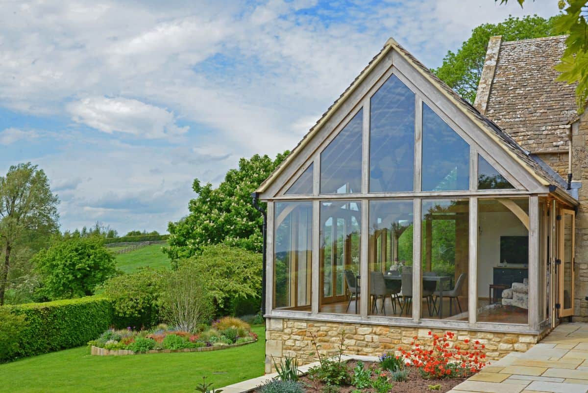 oak garden room gable roof