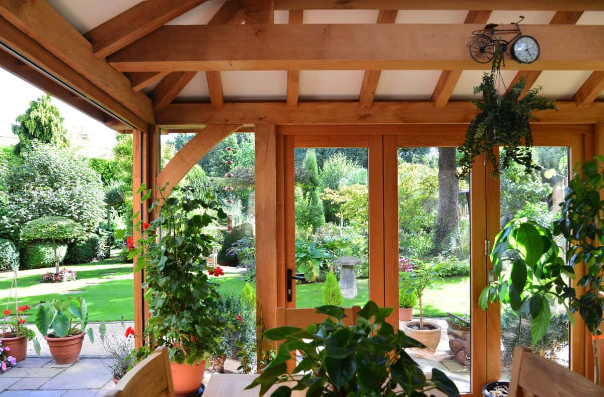 rustic oak garden room interior