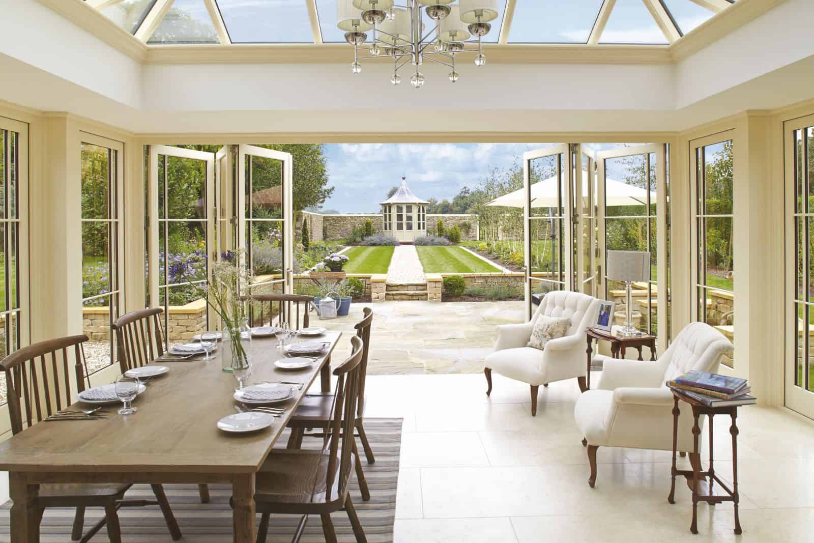 orangery interior with bi-fold doors