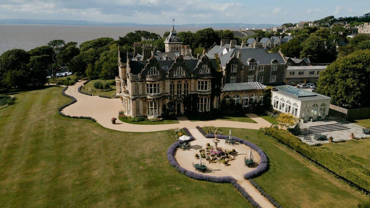 luxury wedding orangery drone photo