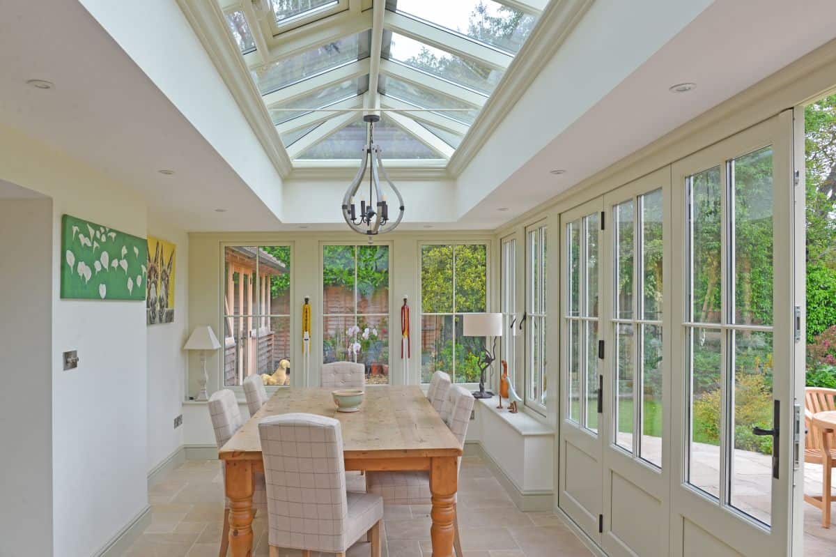 orangery dining room with roof lantern