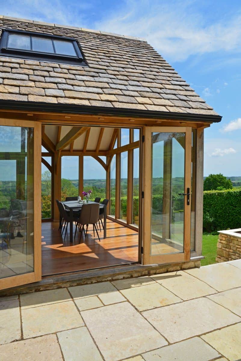 oak garden room french doors