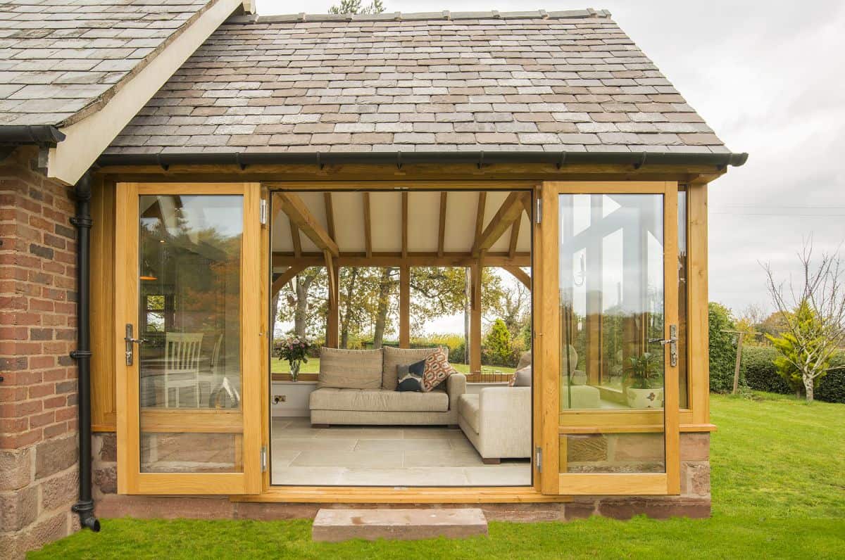 oak garden room with french doors