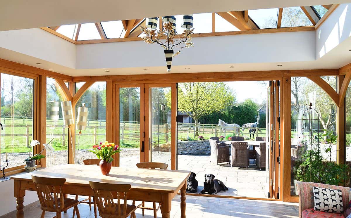 oak orangery with bi-fold doors