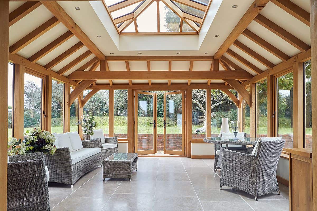 oak mansard orangery living room