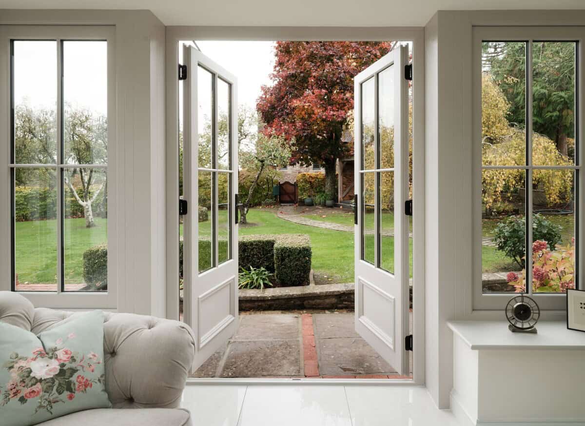 orangery french doors interior gloucestershire