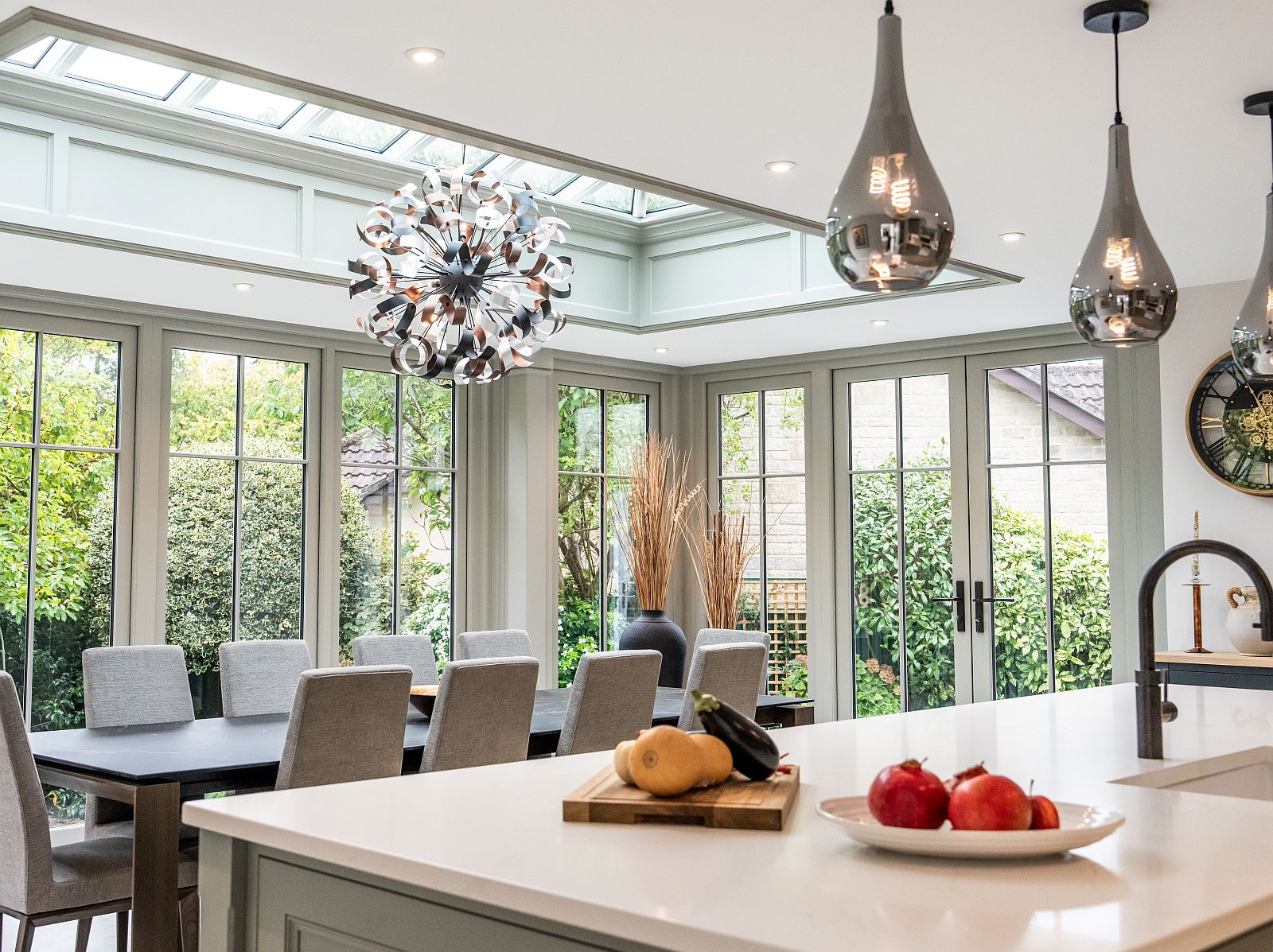 open plan bespoke kitchen orangery